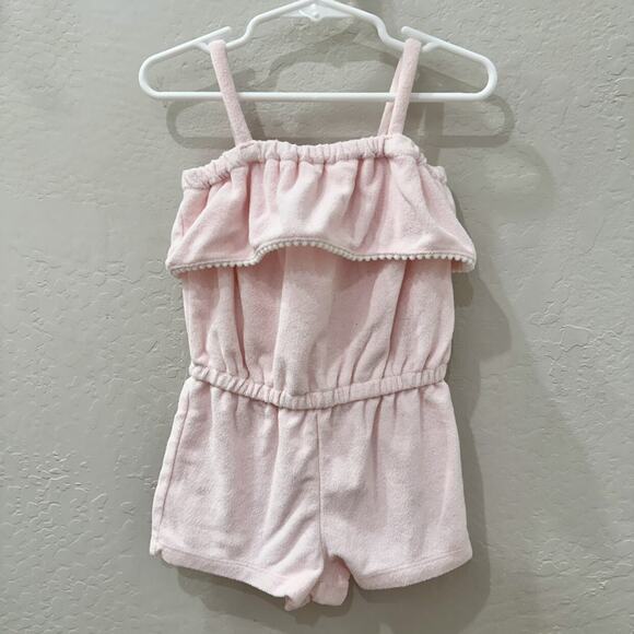 Janie and Jack Candy Pink Ruffle Terry Romper Swim Coverup - Picture 1 of 8